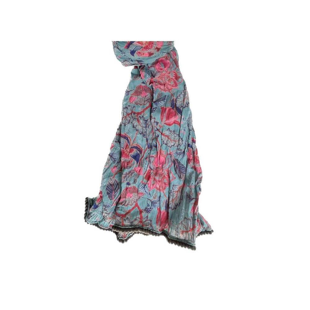 NEW LITTLE JOURNEYS CHICAGO crinkled cotton scarf in taj blue